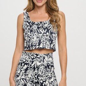 Black and White Button Down Crop